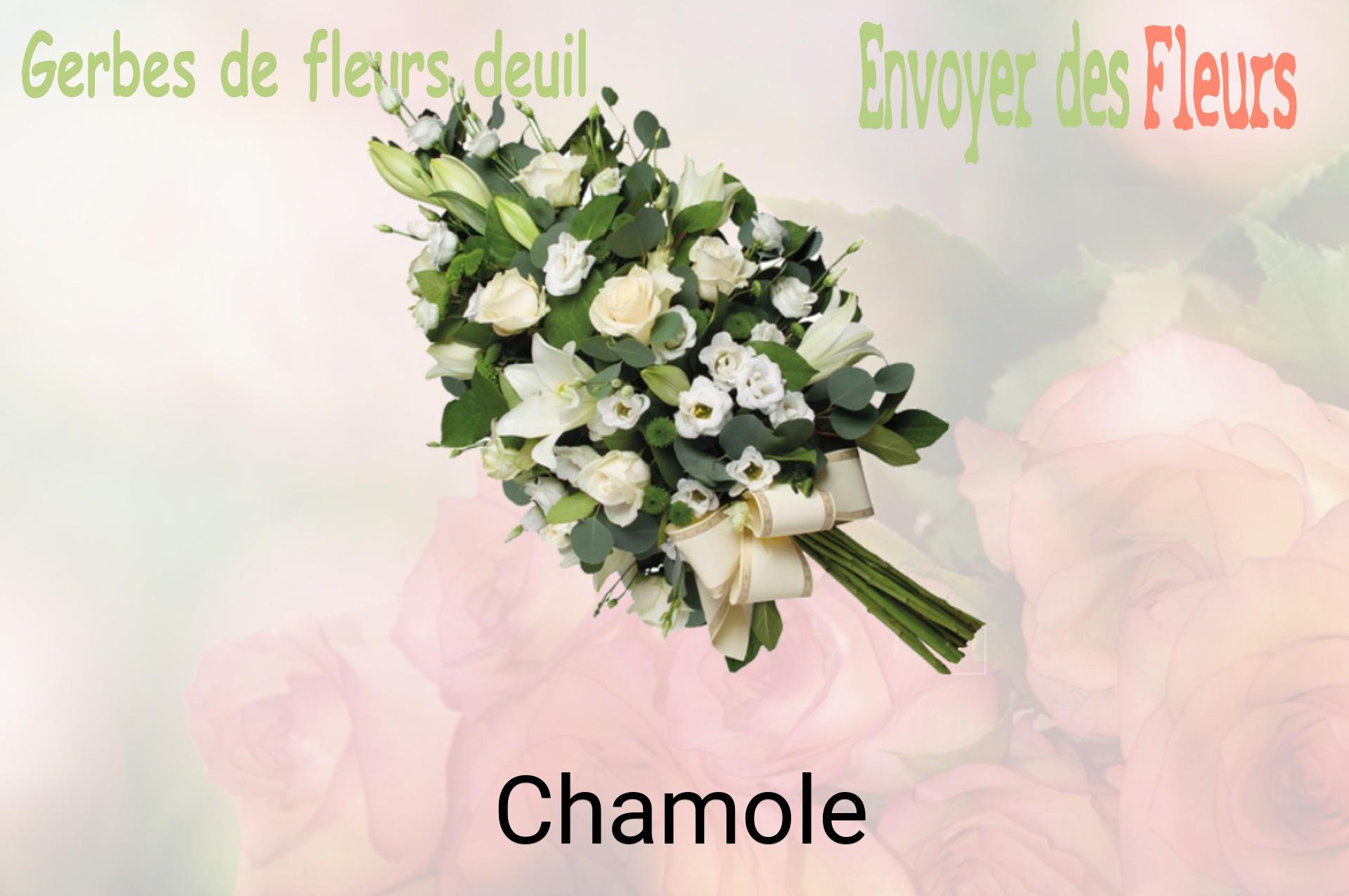 Gerbe de fleurs de deuil livrée à Chamole